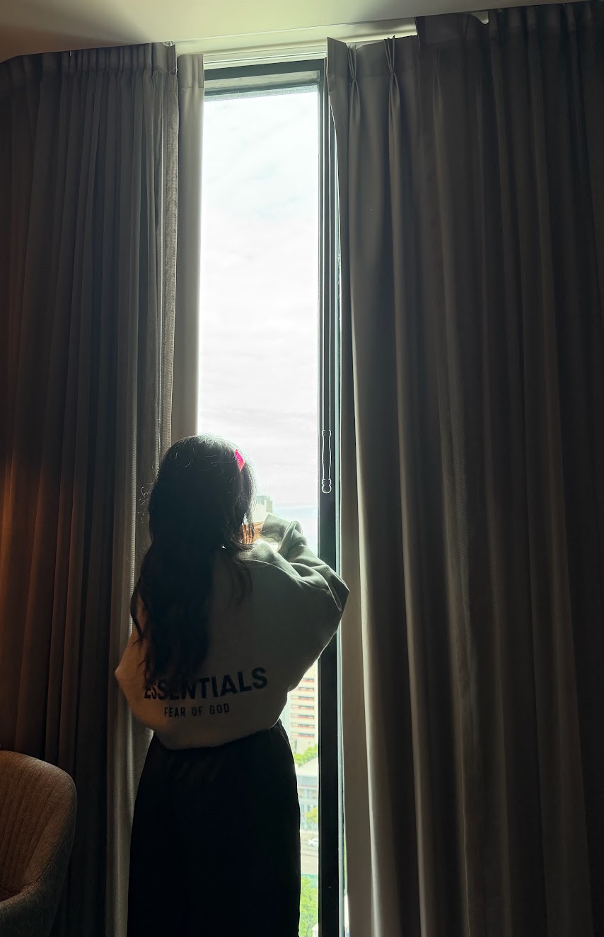 you in my sweatshirt by the window